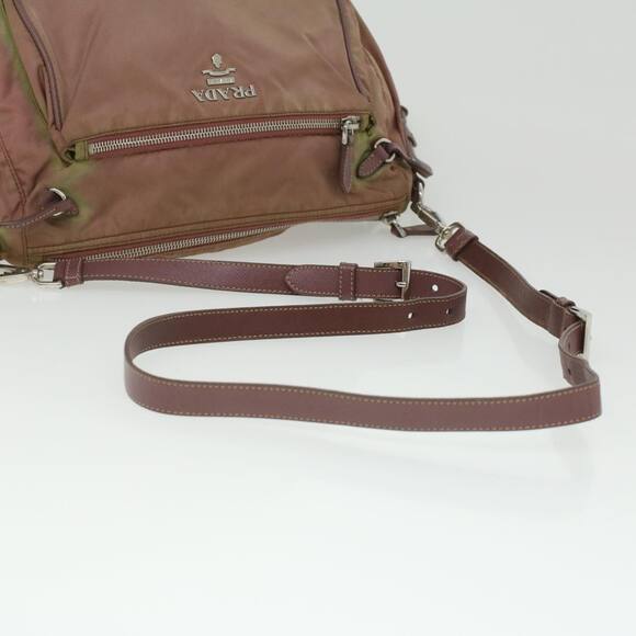 PRADA Shoulder Bag Nylon Wine Red - Picture 8 of 9